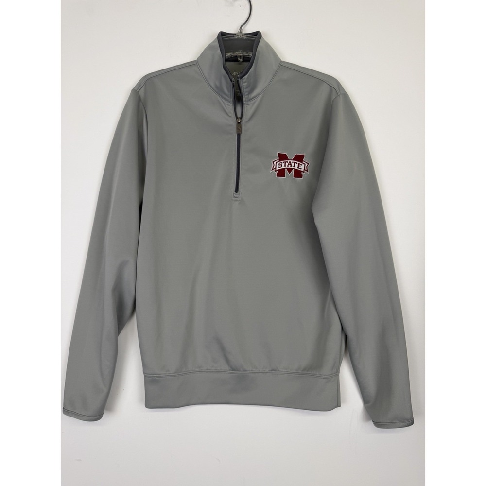 Mississippi State Antigua Pullover Gray Long Sleeve Size S